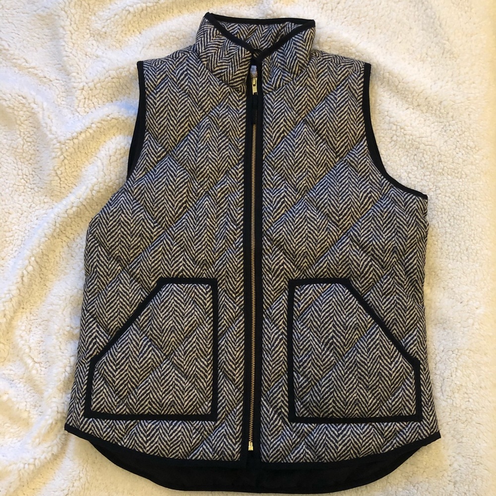 J. Crew Houndstooth Quilted puffer Vest